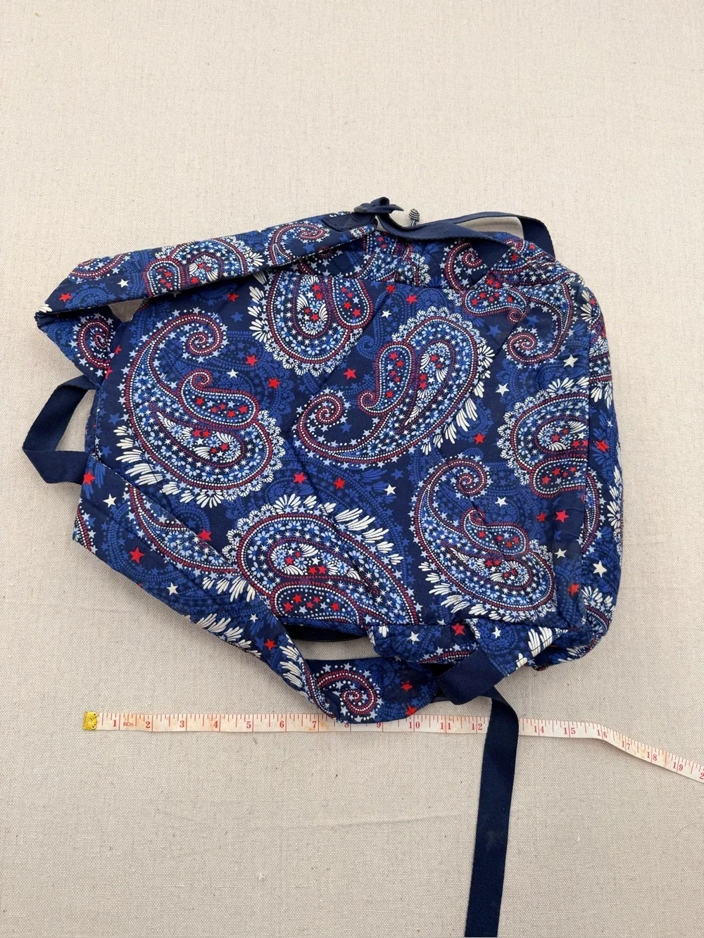 Vera Bradley Navy Paisley Quilted  Backpack with Red Stars